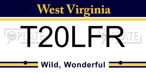 T20LFR West Virginia License Plate