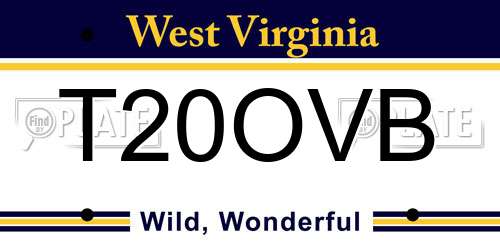 T20OVB West Virginia License Plate