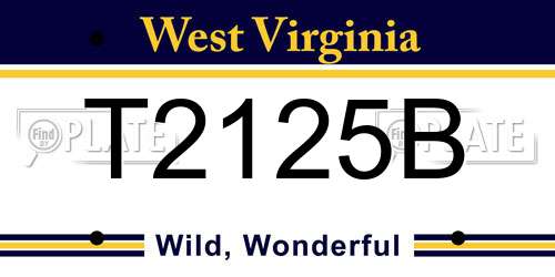 T2125B West Virginia License Plate