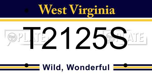 T2125S West Virginia License Plate