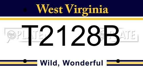T2128B West Virginia License Plate