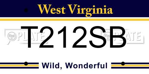 T212SB West Virginia License Plate
