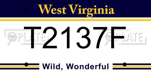 T2137F West Virginia License Plate