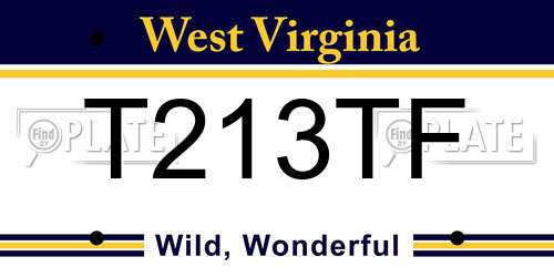 T213TF West Virginia License Plate