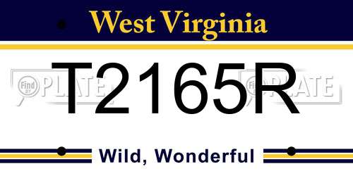 T2165R West Virginia License Plate
