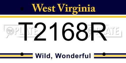 T2168R West Virginia License Plate