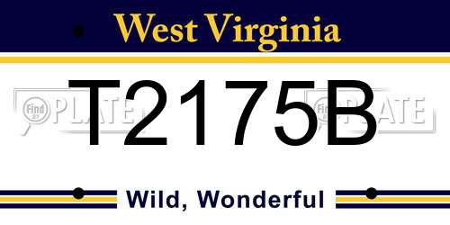 T2175B West Virginia License Plate