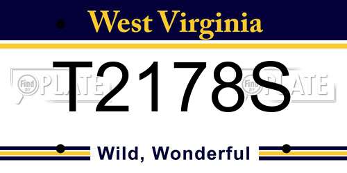 T2178S West Virginia License Plate