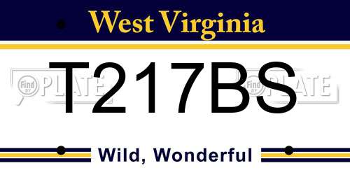 T217BS West Virginia License Plate