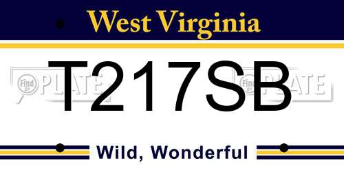 T217SB West Virginia License Plate