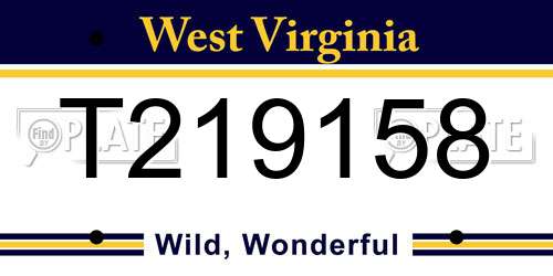 T219158 West Virginia License Plate