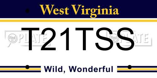 T21TSS West Virginia License Plate