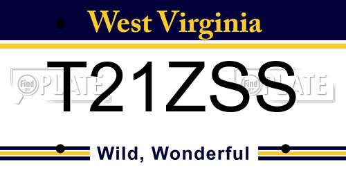 T21ZSS West Virginia License Plate