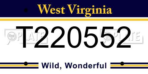 T220552 West Virginia License Plate