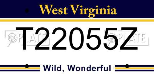 T22055Z West Virginia License Plate