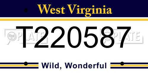 T220587 West Virginia License Plate