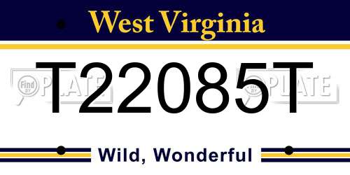 T22085T West Virginia License Plate