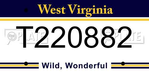 T220882 West Virginia License Plate
