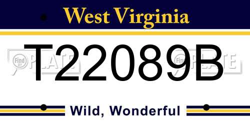 T22089B West Virginia License Plate