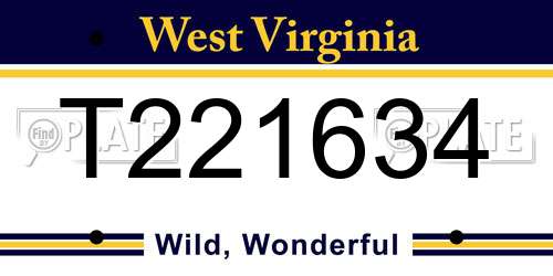 T221634 West Virginia License Plate