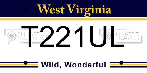 T221UL West Virginia License Plate
