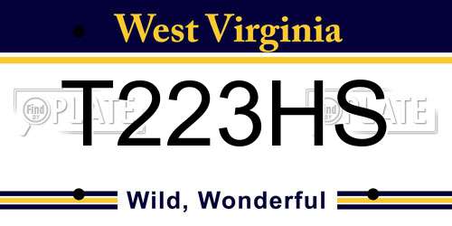 T223HS West Virginia License Plate
