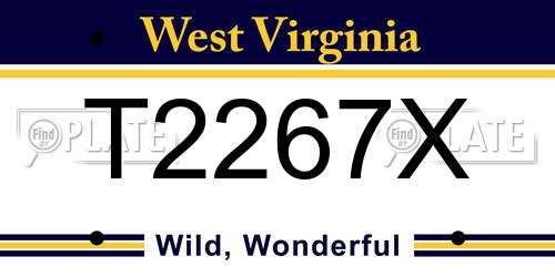 T2267X West Virginia License Plate
