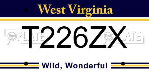 T226ZX West Virginia License Plate