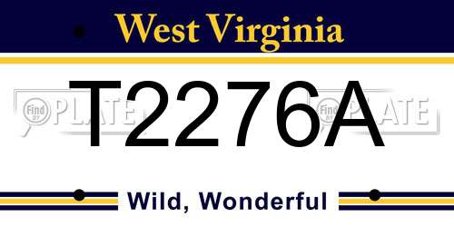 T2276A West Virginia License Plate