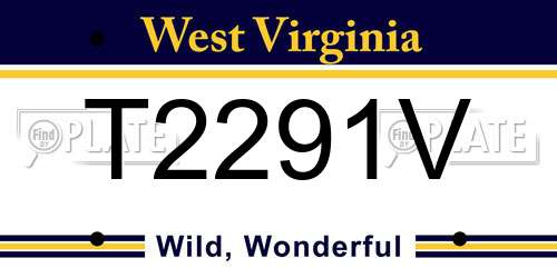 T2291V West Virginia License Plate