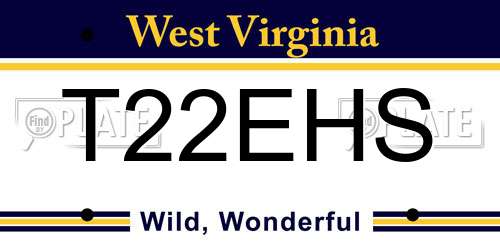 T22EHS West Virginia License Plate