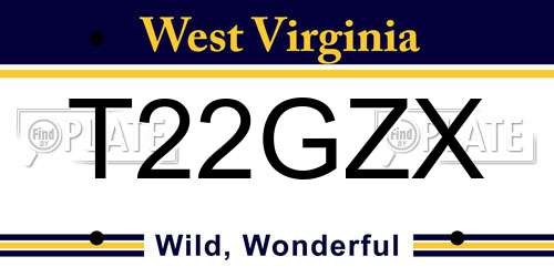 T22GZX West Virginia License Plate