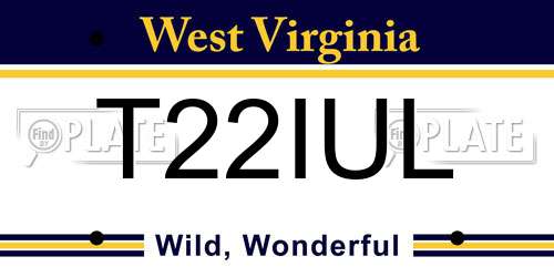 T22IUL West Virginia License Plate
