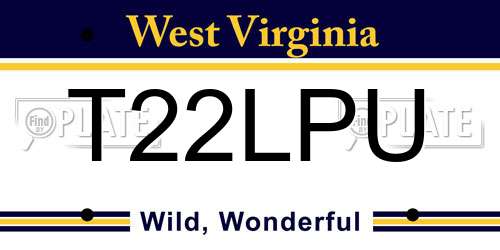 T22LPU West Virginia License Plate