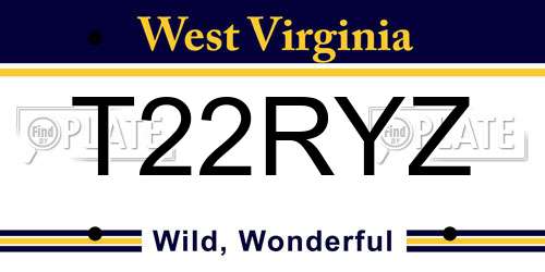 T22RYZ West Virginia License Plate