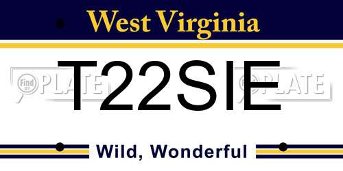 T22SIE West Virginia License Plate
