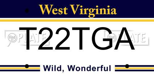 T22TGA West Virginia License Plate