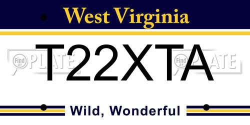 T22XTA West Virginia License Plate