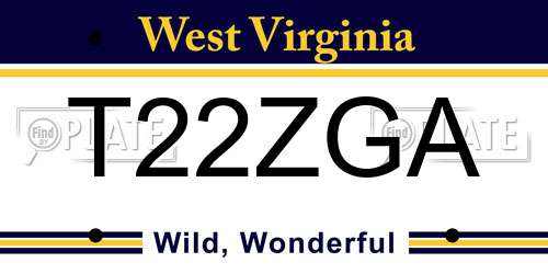 T22ZGA West Virginia License Plate