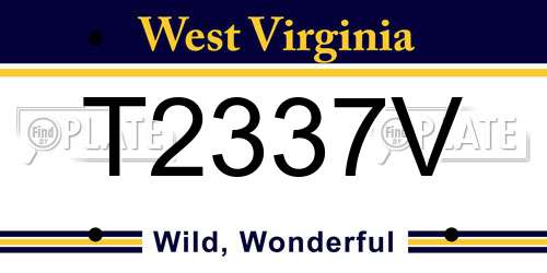 T2337V West Virginia License Plate