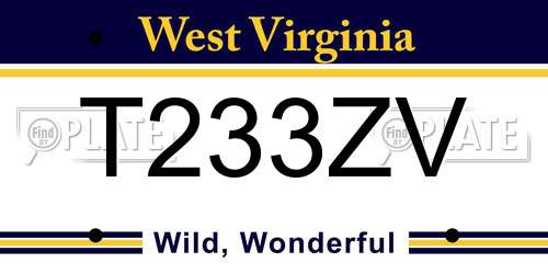 T233ZV West Virginia License Plate