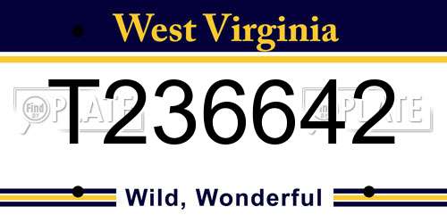 T236642 West Virginia License Plate