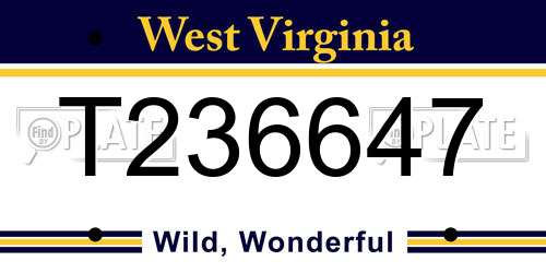 T236647 West Virginia License Plate