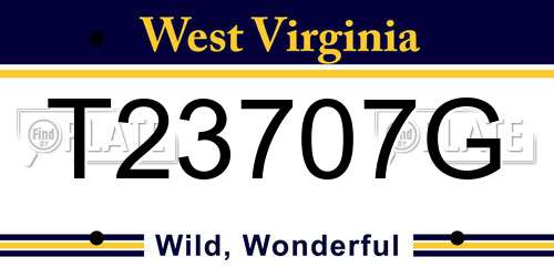 T23707G West Virginia License Plate