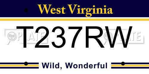 T237RW West Virginia License Plate