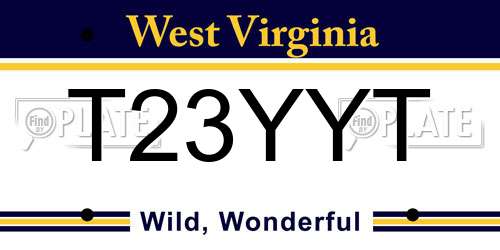 T23YYT West Virginia License Plate