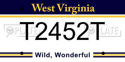 T2452T West Virginia License Plate