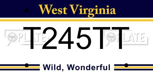 T245TT West Virginia License Plate