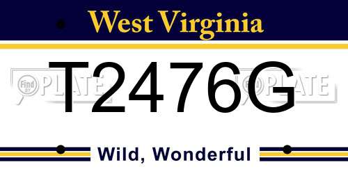 T2476G West Virginia License Plate