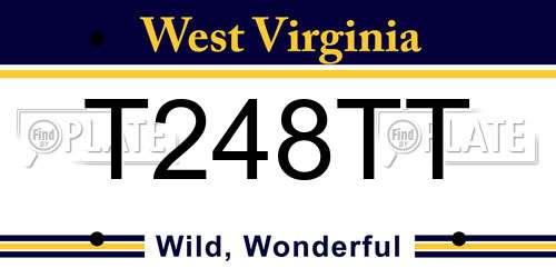 T248TT West Virginia License Plate